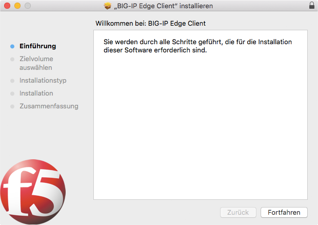 Screenshot VPN mac Installationsklient Einführung 