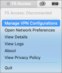 F5Access menu Manage VPN Configurations