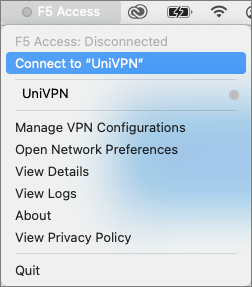F5Access menu connecting to VPN