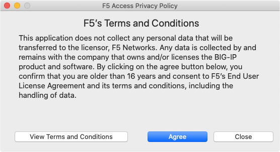 Screenshot VPN F5Access Nutzungsbedingungen