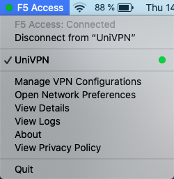 Screenshot VPN F5Access Menü