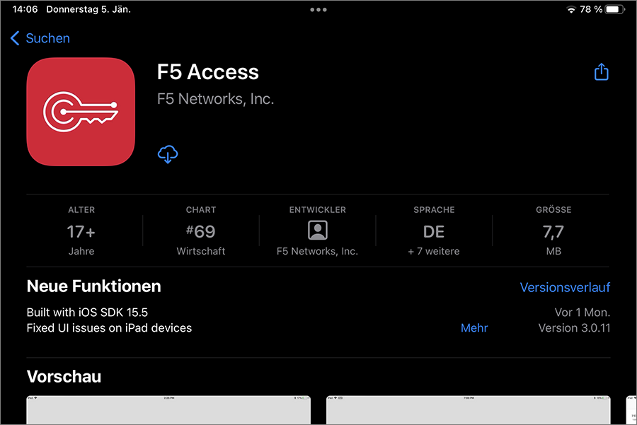 Screenshot App Store: F5 Access