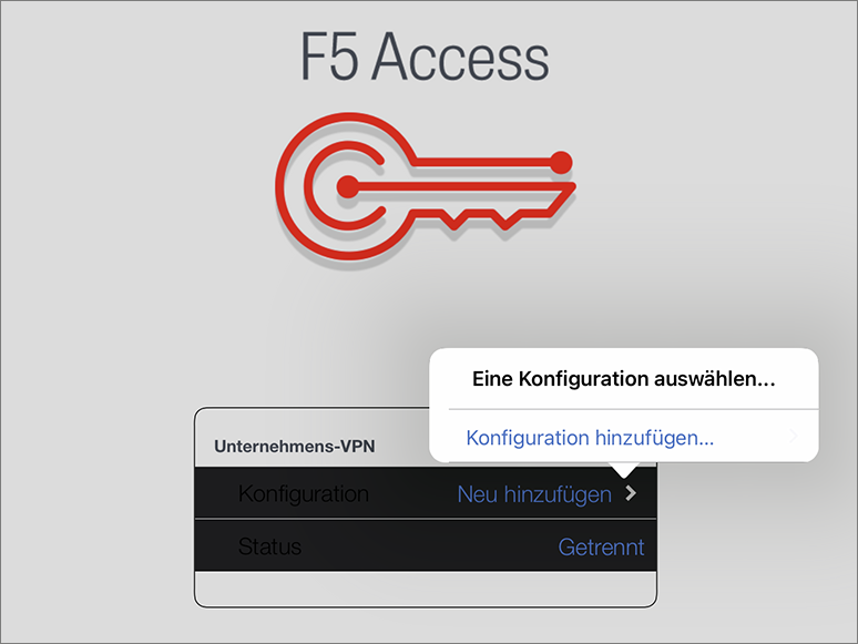 Screenshot F5 Access Konfiguration hinzufügen