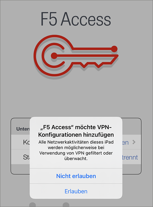Screenshot F5 Access Konfiguration erlauben