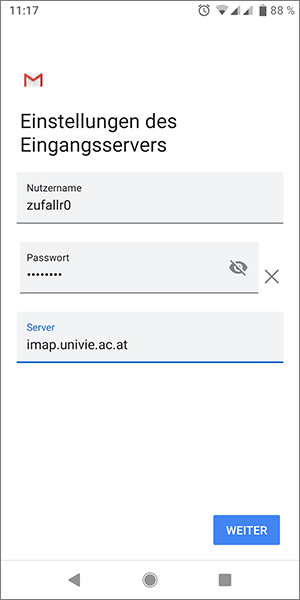 Screenshot Android Gmail IMAP-Server