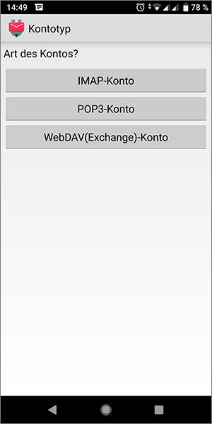 Screenshot Android K-9 Mail IMAP-Konto