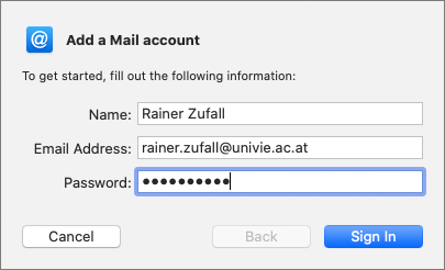 Screen shot Apple Mail Form add account 