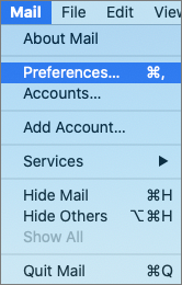 Screen shot Menu Mail - Accounts