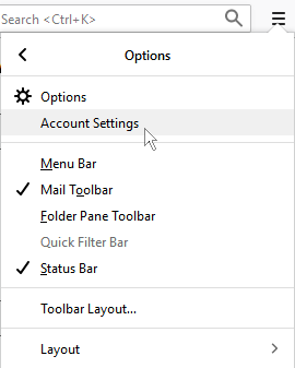 Screenshot local storage account settings