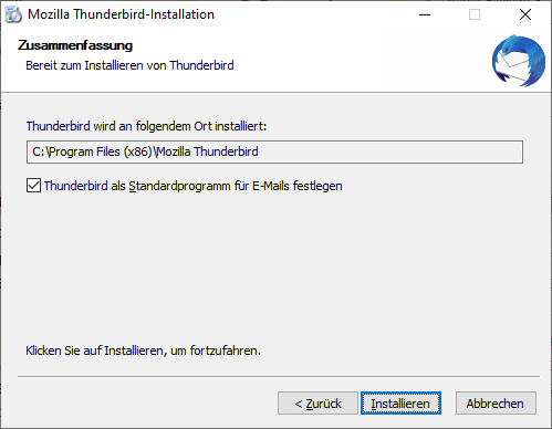 Screenshot Thunderbird Installieren