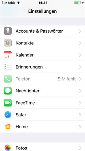 Screenshot iPhone Accounts & Passwörter