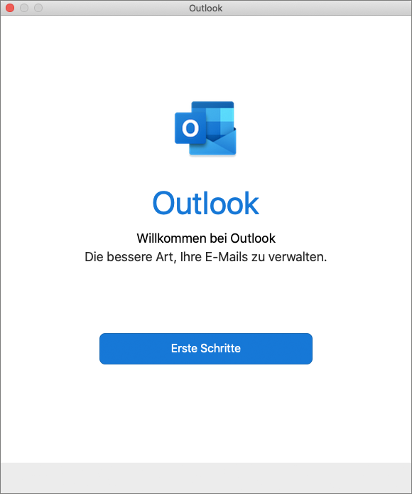 Screenshot Outlook macOS Willkommen