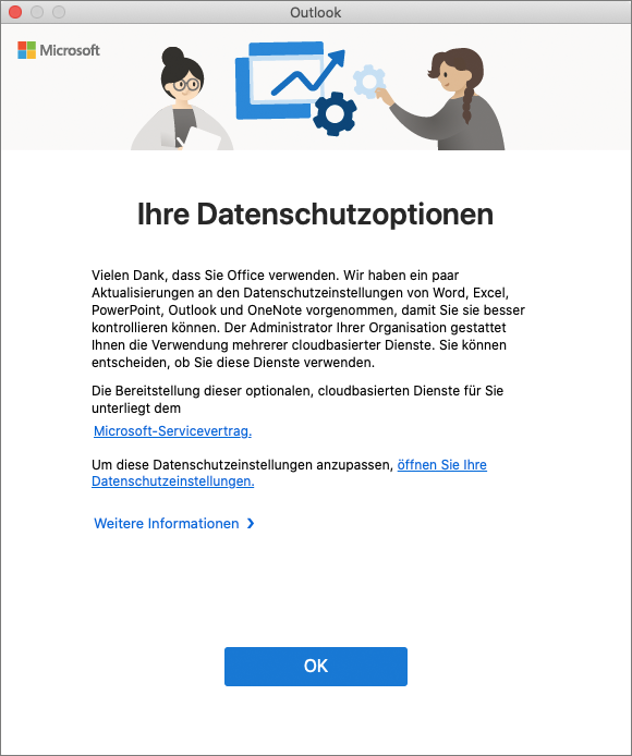 Screenshot Outlook macOS Datenschutzoptionen