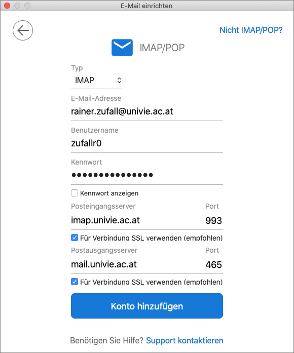 Screenshot Outlook macOS IMAP Konfiguration