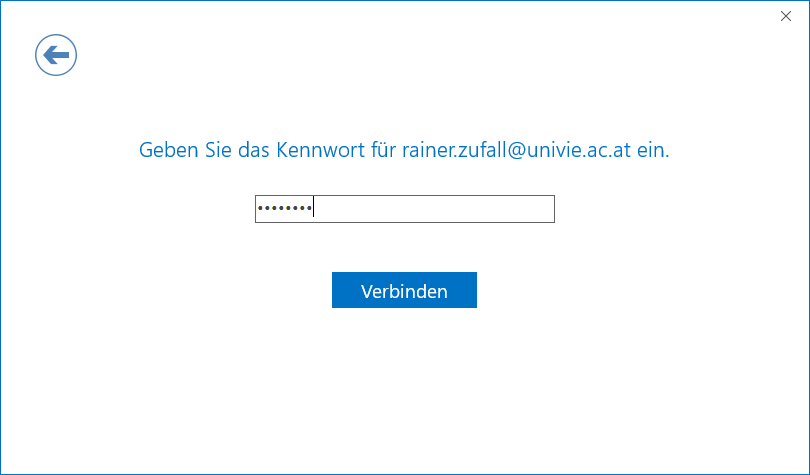 Screenshot Outlook 2019 Passwort eingeben