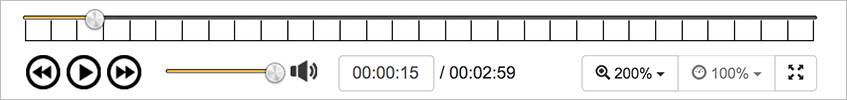 Screenshot u:stream Zeitleiste mit Zeitindikator, Kapitelindikatoren und Zoom 
