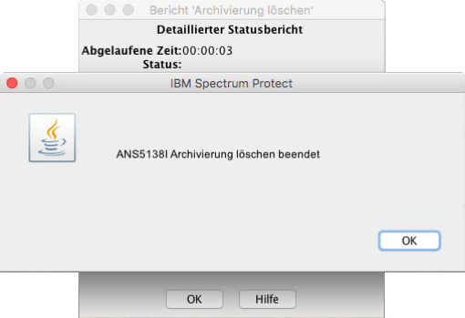 Screenshot Mac Archivierung löschen beendet 