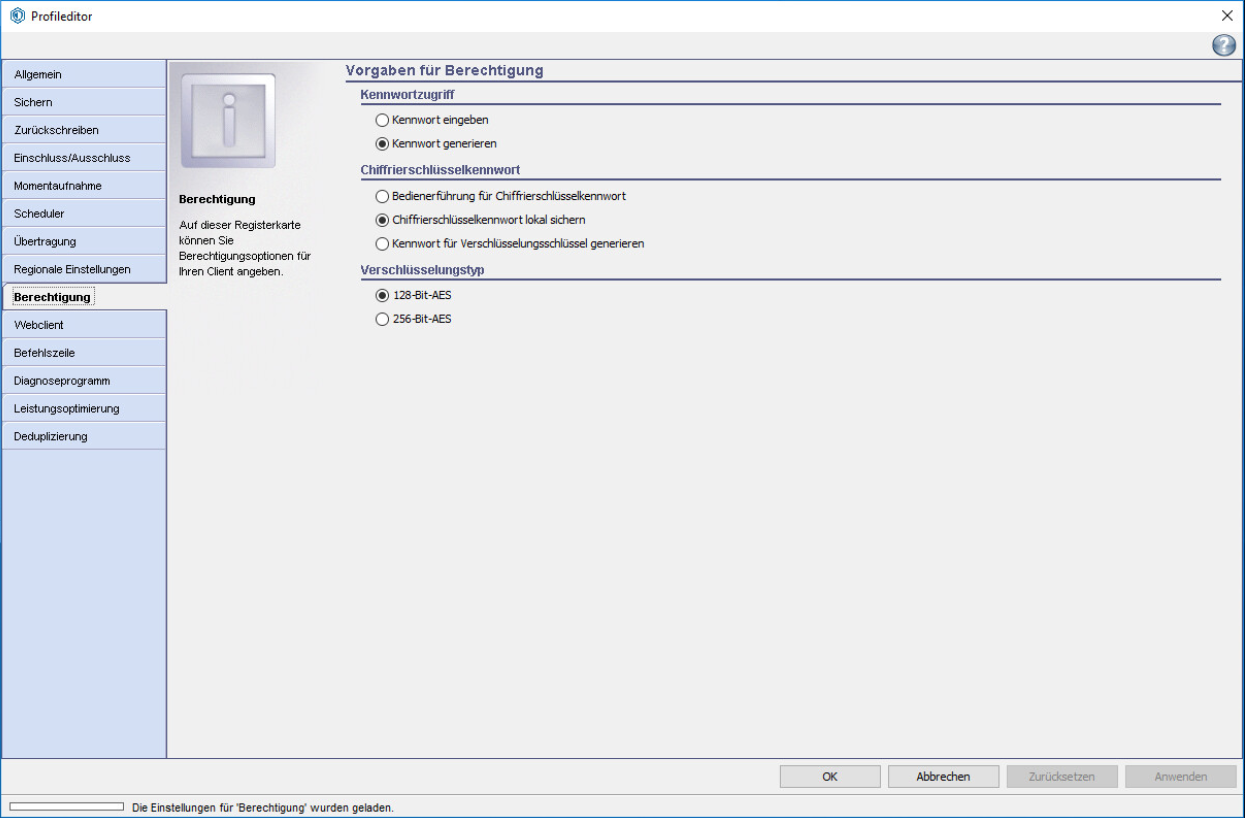 Screenshot Windows Vorgaben für Berechtigung