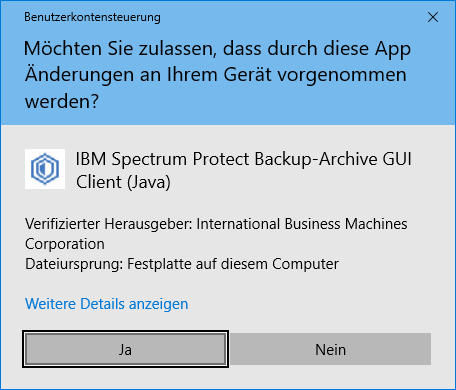 Screenshot Windows Bestätigen, dass Programm Änderungen vornehmen darf 